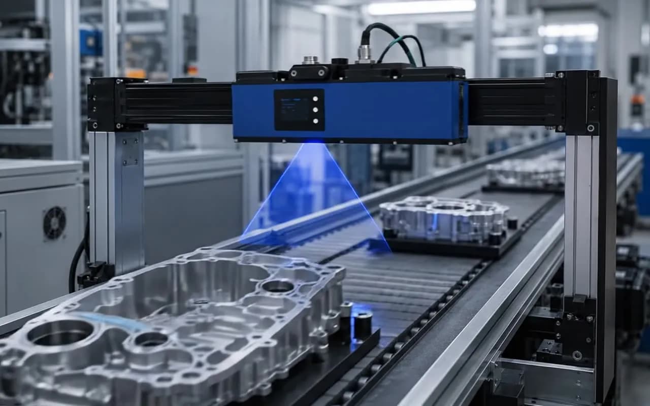 Laser profilometer over machined parts