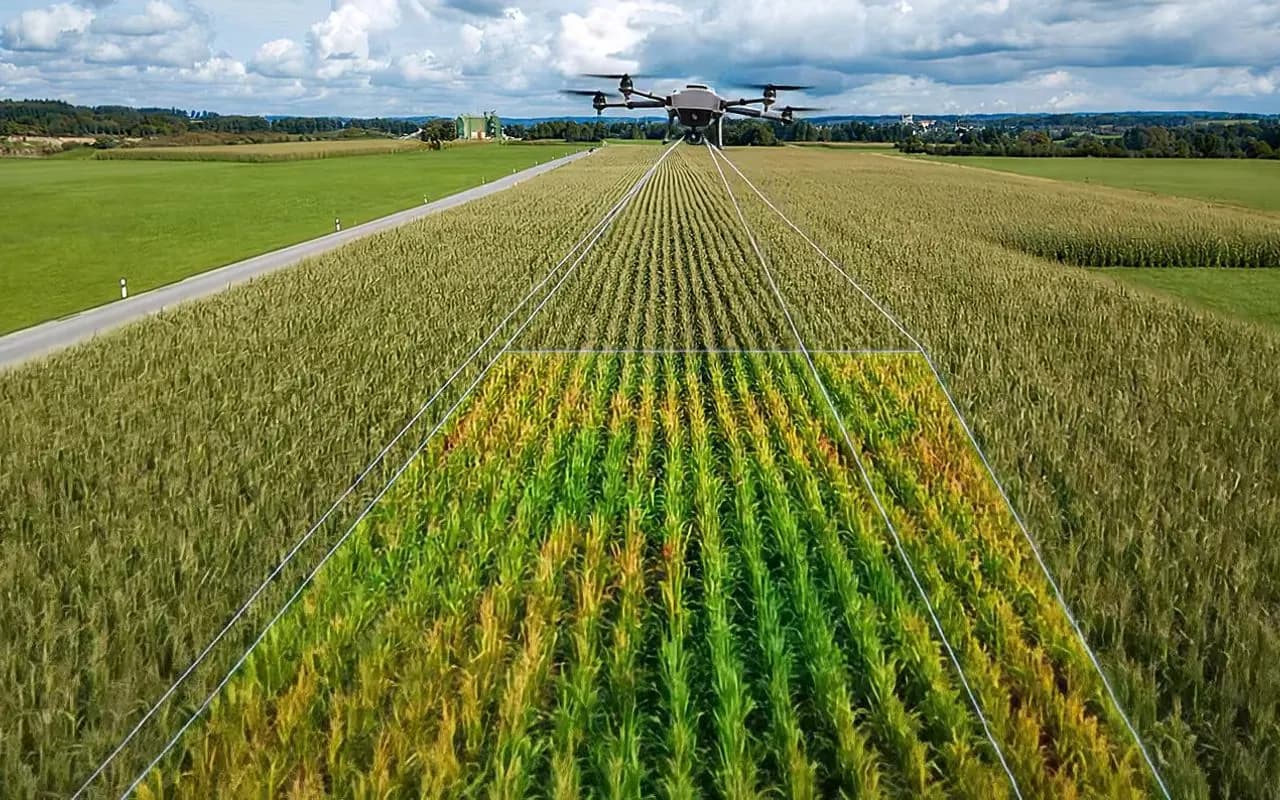 Farm field seen from a drone