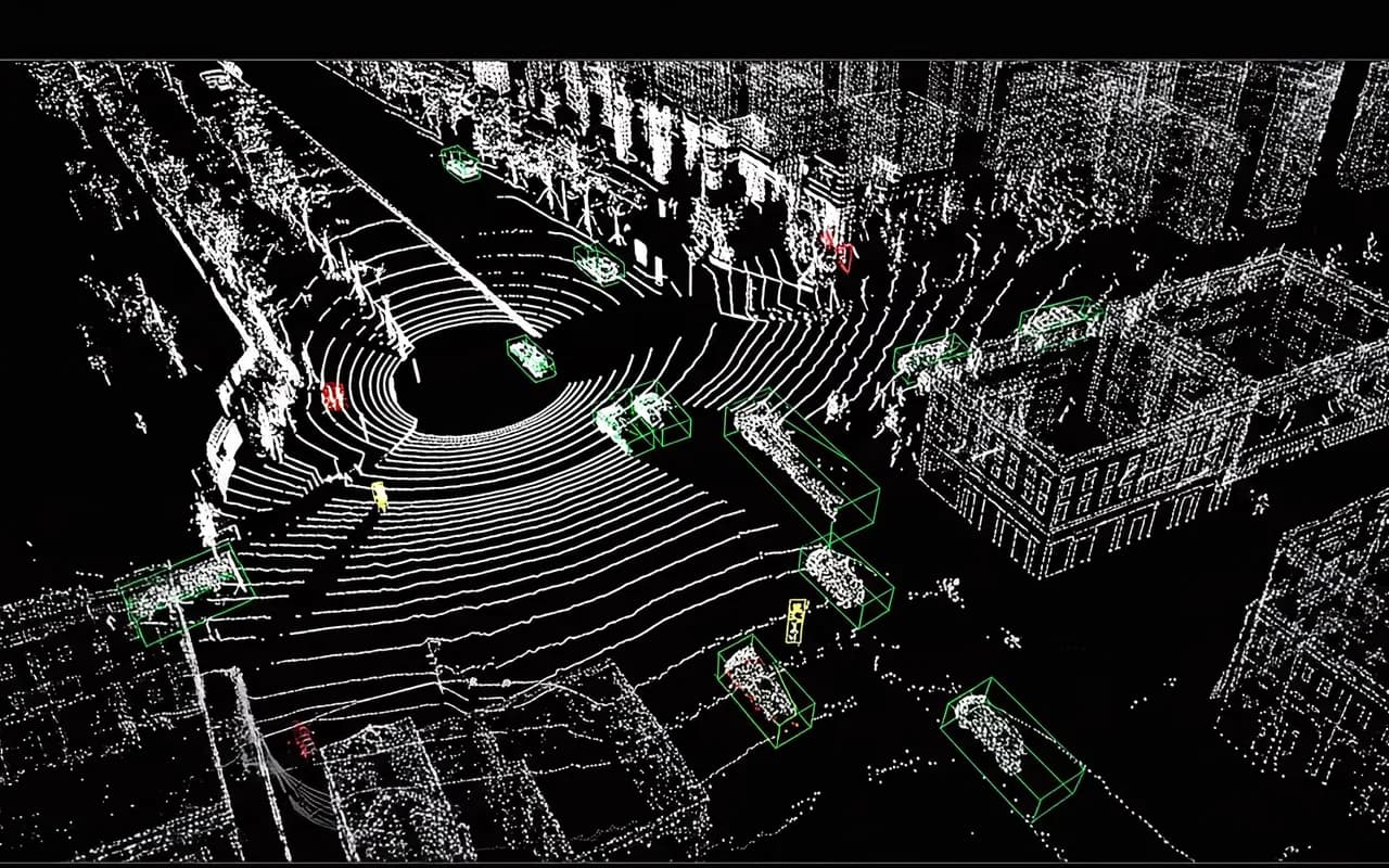 LiDAR point cloud of a street intersection